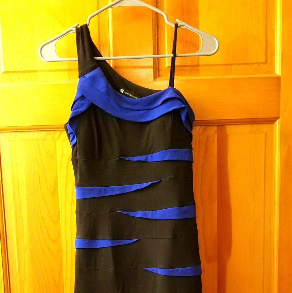 Valerie Bertinelli Blue & Black Dress